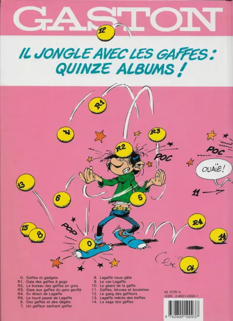 Verso de l'album Gaston Gala de gaffes à gogo