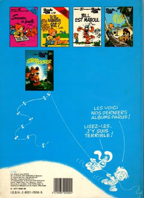 Verso de l'album Boule & Bill Tome 14 Ras le Bill !