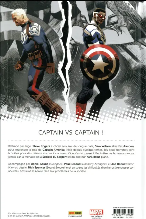 Verso de l'album Captain America : Sam Wilson Tome 1 Pas mon Captain America