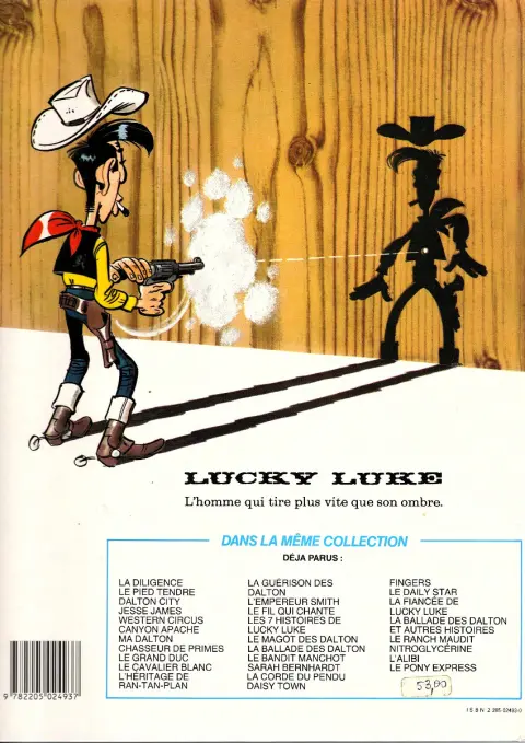 Verso de l'album Lucky Luke Tome 52 Fingers