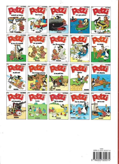 Verso de l'album Petzi Tome 7 Petzi aux pyramides