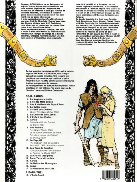 Verso de l'album Thorgal Tome 6 La chute de Brek Zarith