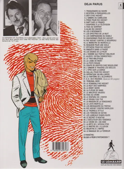 Verso de l'album Ric Hochet Tome 8 Ric Hochet face au Serpent