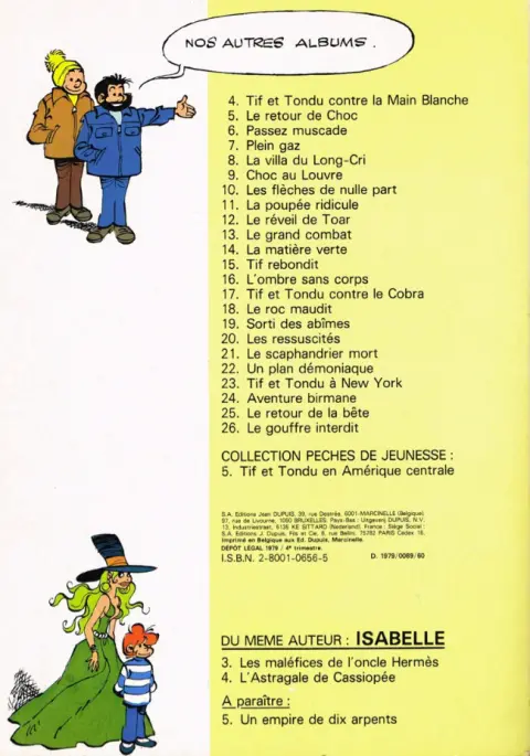 Verso de l'album Tif et Tondu Tome 27 Les passe-montagnes