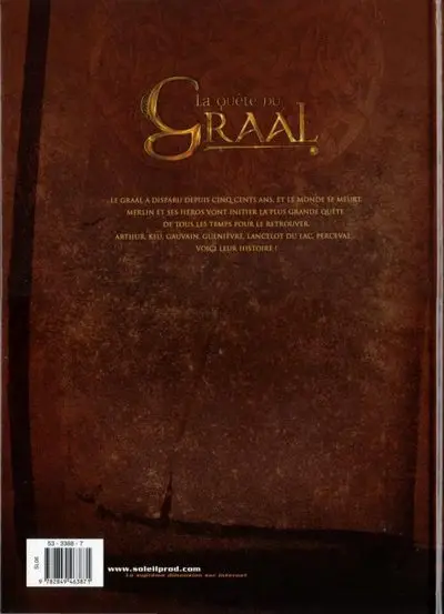 Verso de l'album La Quête du Graal Tome 1 Arthur Pendragon