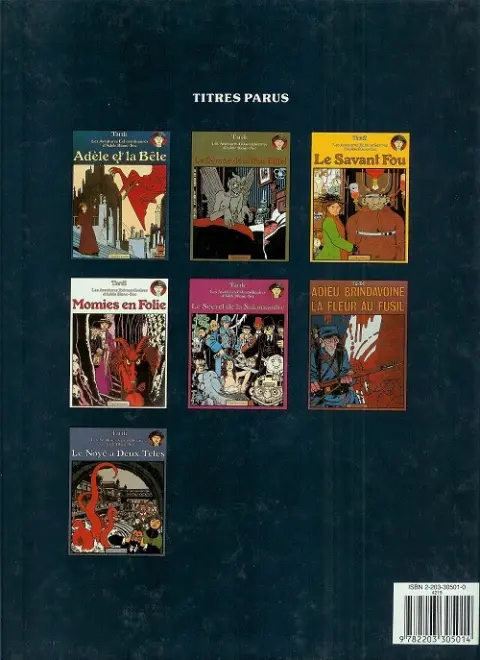 Verso de l'album Les Aventures Extraordinaires d'Adèle Blanc-Sec Tome 1 Adèle et la Bête