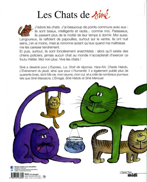 Verso de l'album Les Chats Les Chats de Siné