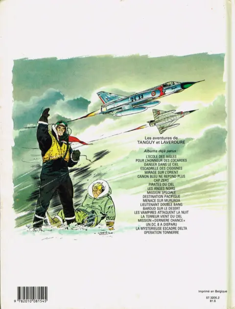 Verso de l'album Tanguy et Laverdure Tome 20 Opération Tonnerre