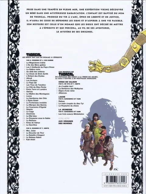 Verso de l'album Thorgal Tome 34 Kah-Aniel