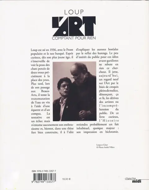 Verso de l'album L'art comptant pour rien