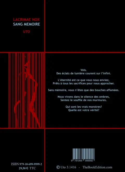 Verso de l'album Lacrimae Nox Sang Mémoire