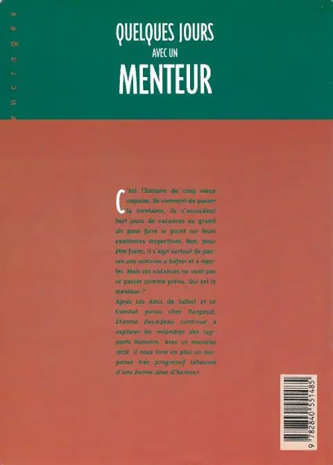 Verso de l'album Quelques jours avec un menteur