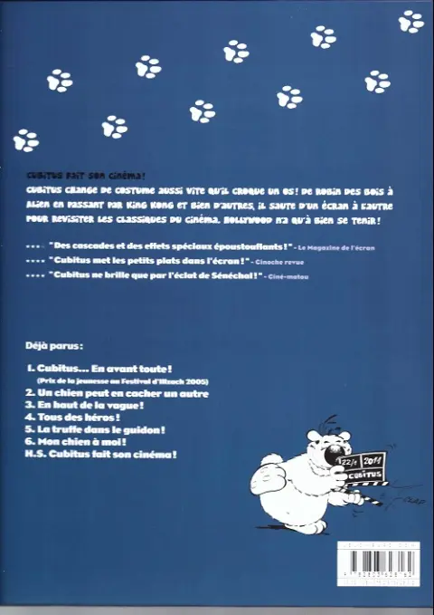 Verso de l'album Les nouvelles aventures de Cubitus Cubitus fait son cinéma !