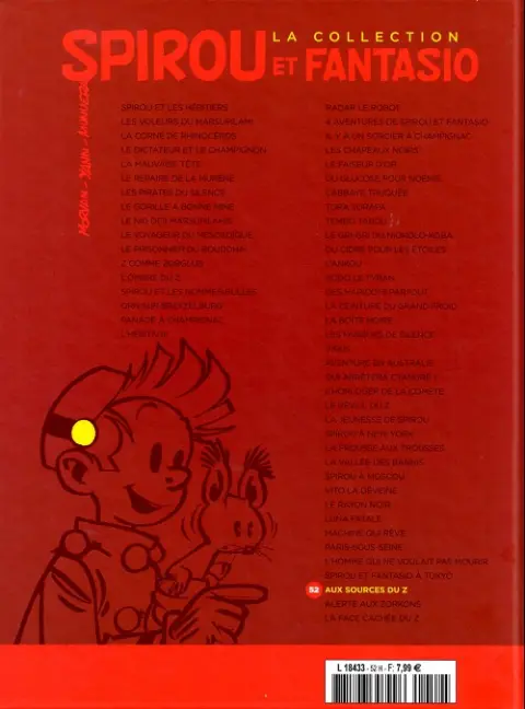 Verso de l'album Spirou et Fantasio La collection Tome 52 Aux sources du Z