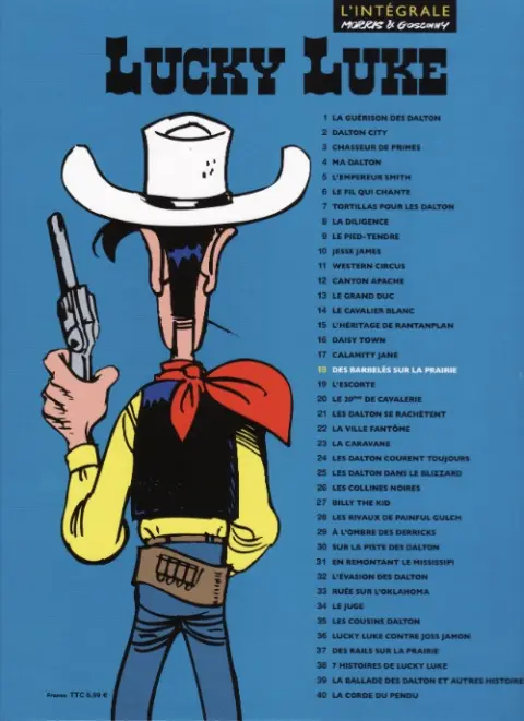 Verso de l'album Lucky Luke Tome 18 Des barbelés sur la prairie
