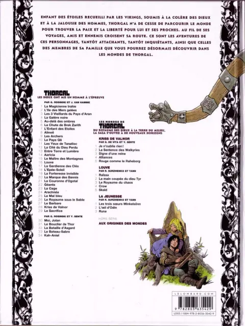 Verso de l'album Les mondes de Thorgal - La Jeunesse de Thorgal Tome 3 Runa