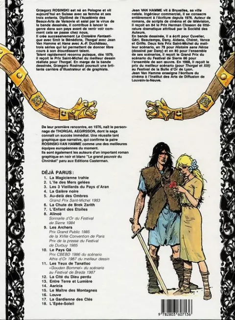 Verso de l'album Thorgal Tome 13 Entre terre et lumière