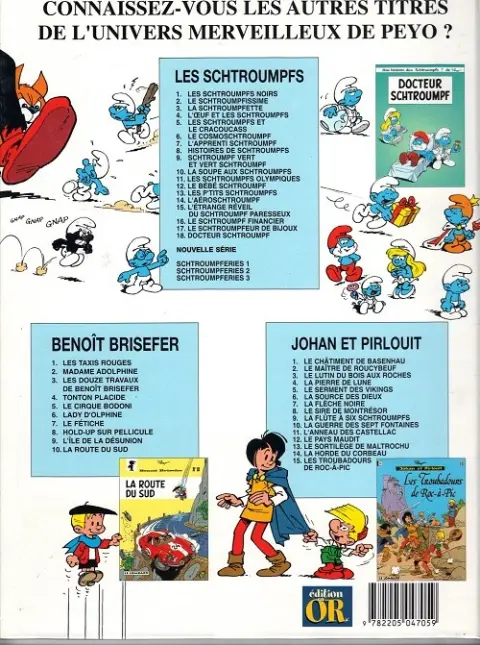 Verso de l'album Les Schtroumpfs Tome 17 Le schtroumpfeur de bijoux