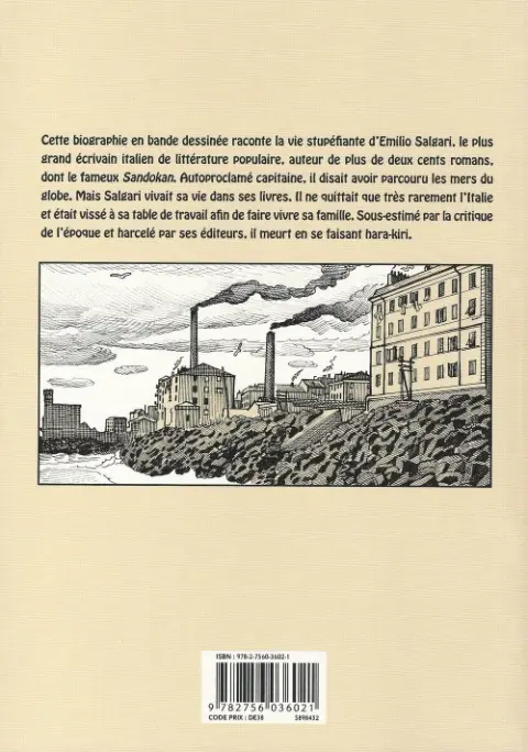 Verso de l'album La Vie rêvée du capitaine Salgari