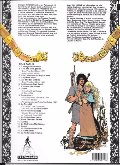 Verso de l'album Thorgal Tome 13 Entre terre et lumière