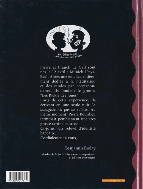 Verso de l'album Petits contes noirs Tome 2 La biologiste n'a pas de culotte et autres petits contes noirs