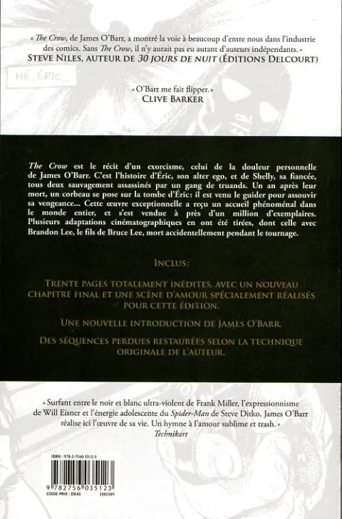 Verso de l'album The Crow Édition définitive
