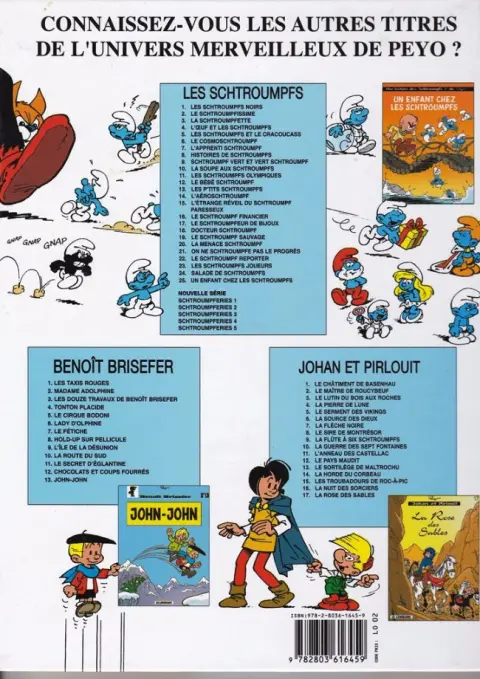 Verso de l'album Schtroumpferies Tome 5