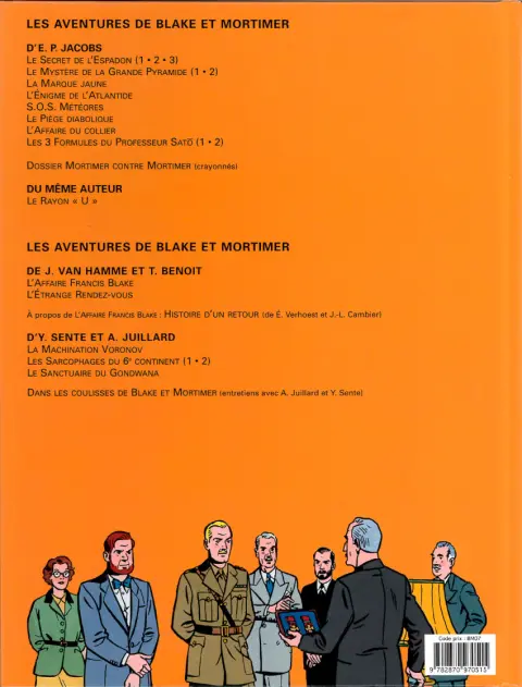 Verso de l'album Blake et Mortimer Tome 13 L'affaire Francis Blake