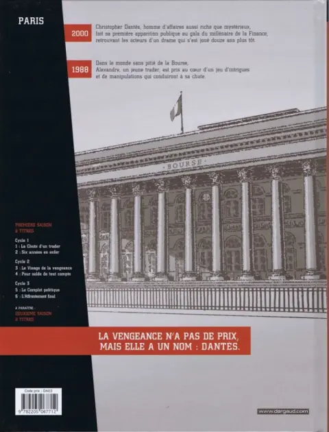 Verso de l'album Dantès Tome 6 L'Affrontement final