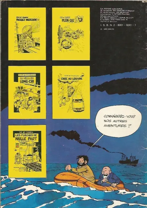 Verso de l'album Tif et Tondu Tome 11 La poupée ridicule