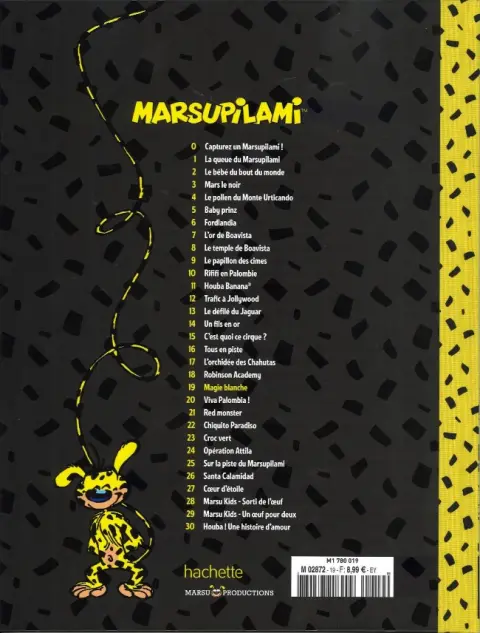Verso de l'album Marsupilami Tome 19 Magie blanche
