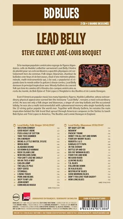 Verso de l'album BD Blues Tome 9 Lead Belly