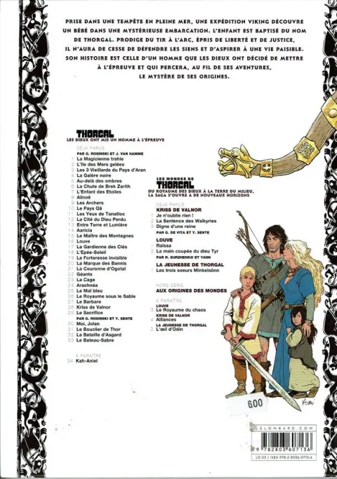 Verso de l'album Thorgal Tome 13 Entre Terre et Lumière