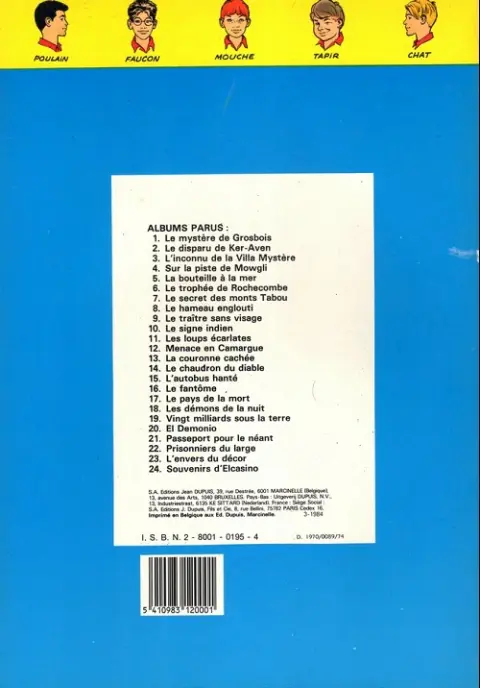 Verso de l'album La Patrouille des Castors Tome 5 La bouteille à la mer