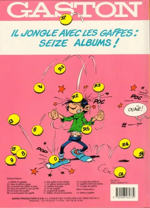Verso de l'album Gaston Tome 15 Gaffe à Lagaffe !