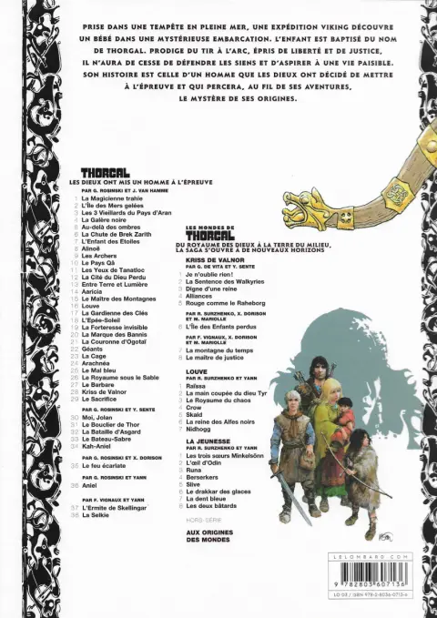Verso de l'album Thorgal Tome 13 Entre Terre et Lumière