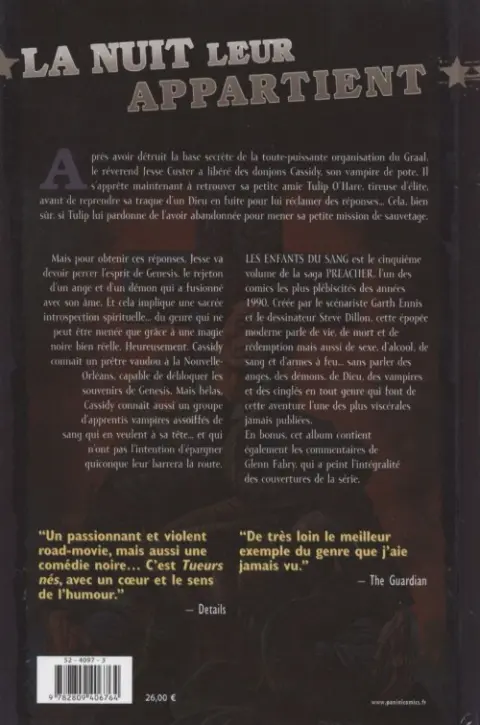 Verso de l'album Preacher Tome 5 Les enfants du sang