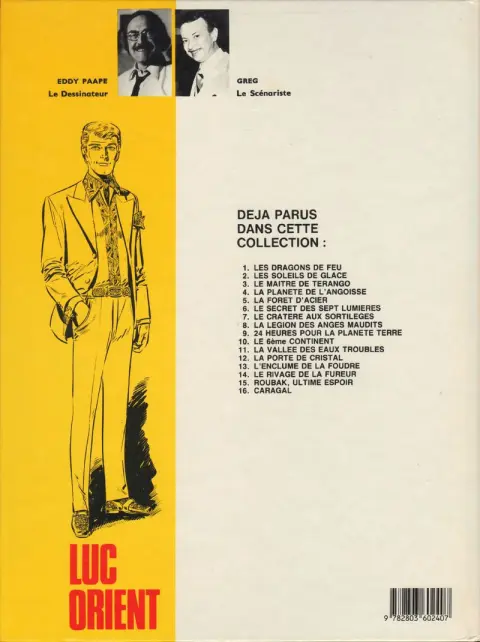Verso de l'album Luc Orient Tome 6 Le secret des 7 lumières