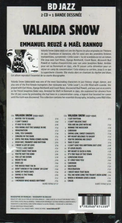 Verso de l'album BD Jazz Valaida Snow