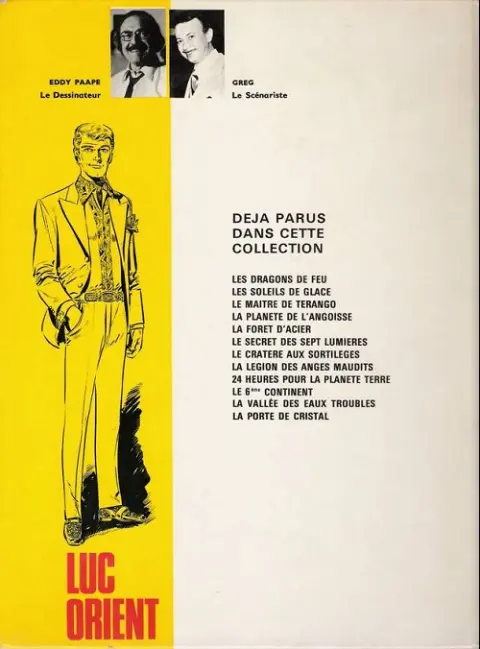 Verso de l'album Luc Orient Tome 6 Le secret des 7 lumières