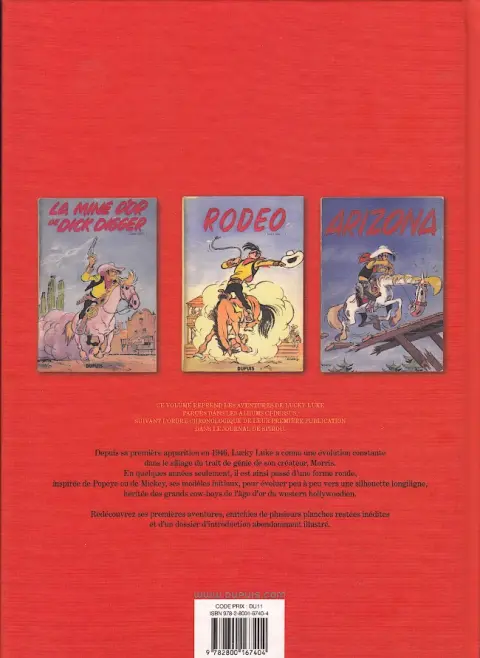 Verso de l'album Lucky Luke (2016) L'Intégrale 1
